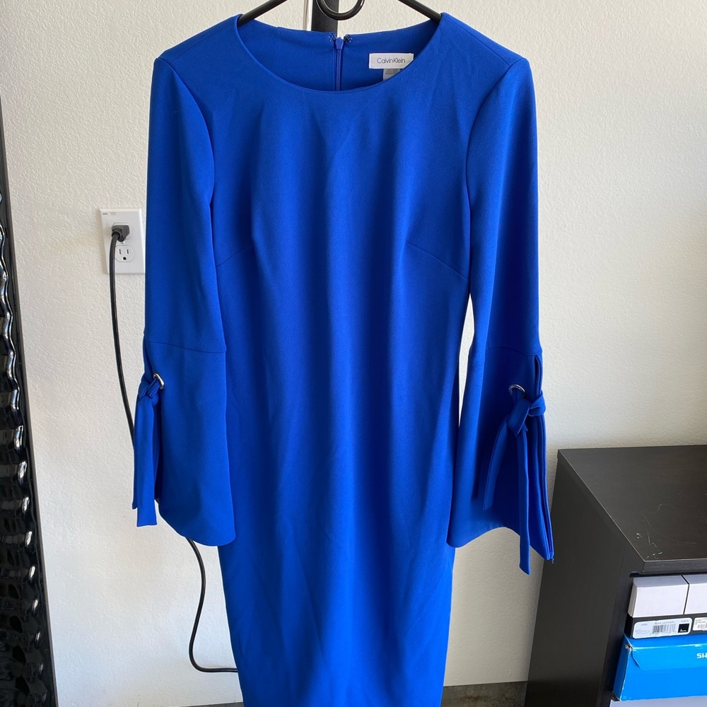 Blue Calvin Klein Long Sleeve Dress